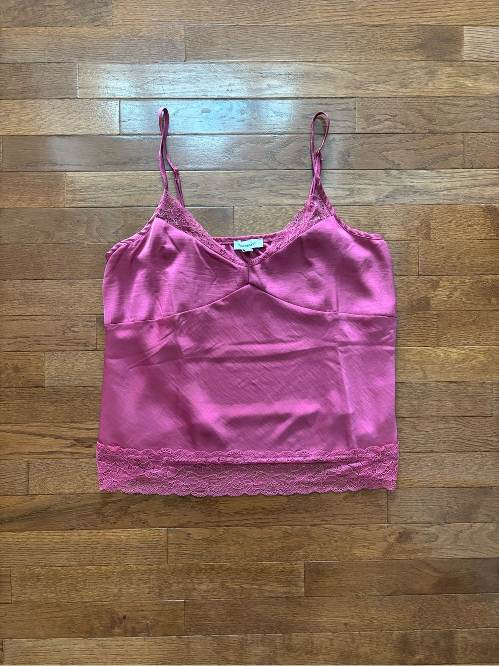 Francesca's Mauve Spaghetti Strap Satin Lace Tank Top